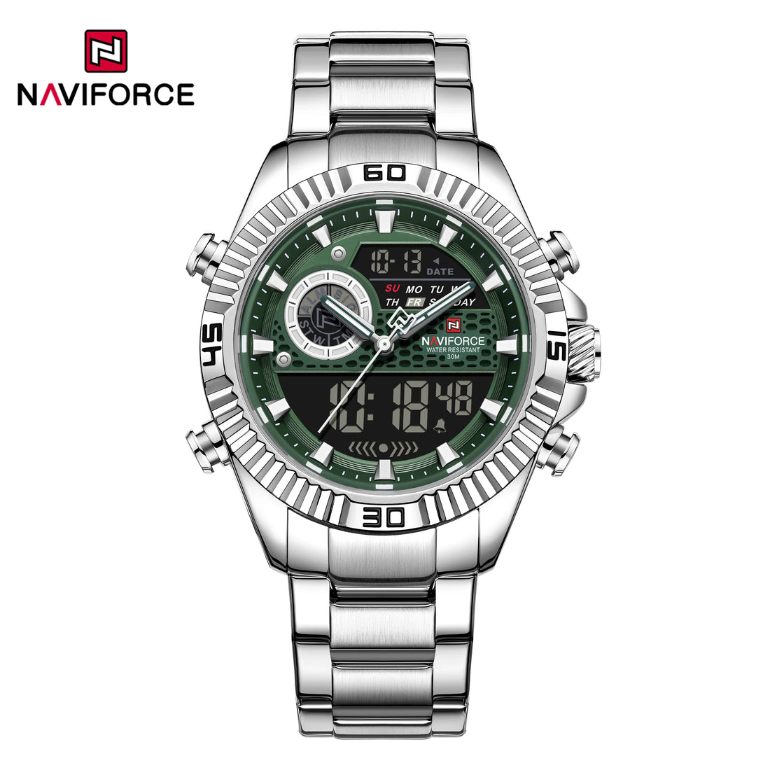 NAVIFORCE Men's Dual Display Stainless Steel Watch