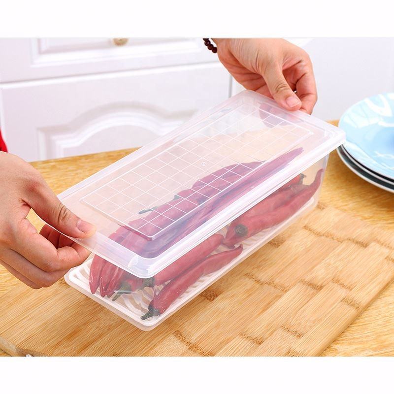 Transparent Kitchen Storage Box – Rectangular Sealed Plastic Container for Refrigerator & Drain Storage