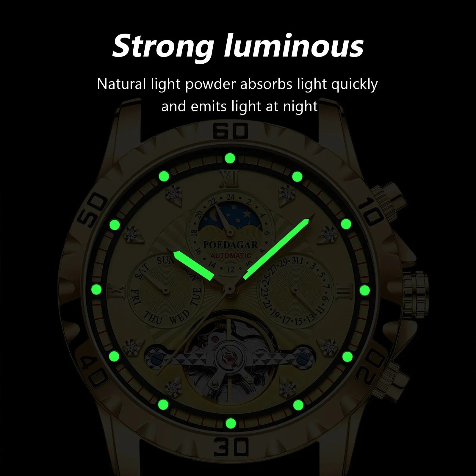 Luxury Gold Automatic Men's Watch - Waterproof & Luminous