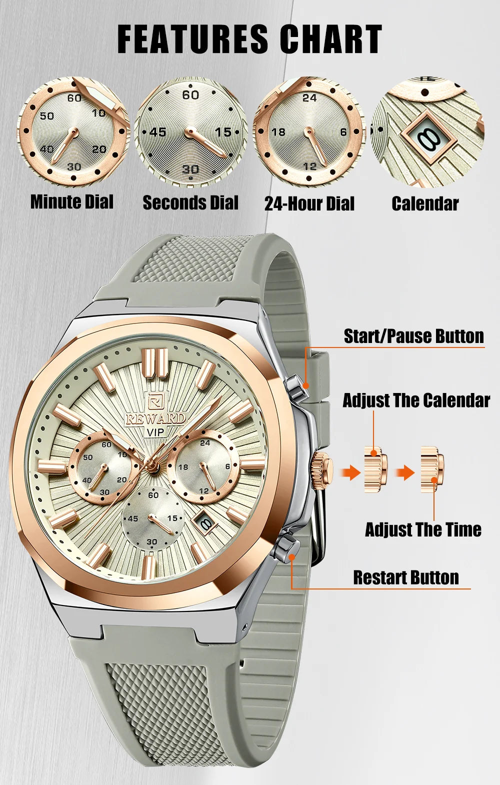 Reward Men's Quartz Sports Watches - Stylish & Exquisite