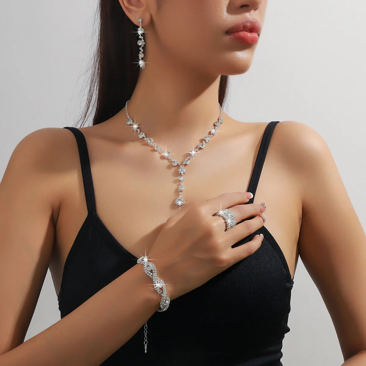 Luxury Bridal Crystal Rhinestone Jewelry Set