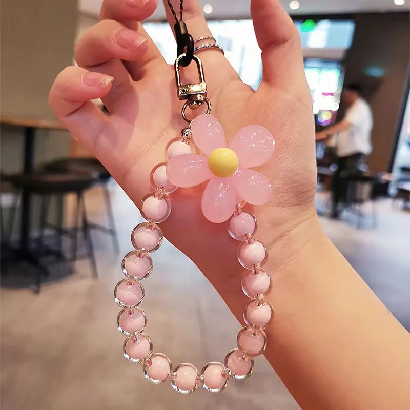 Candy Color Bead Flower Phone Chain