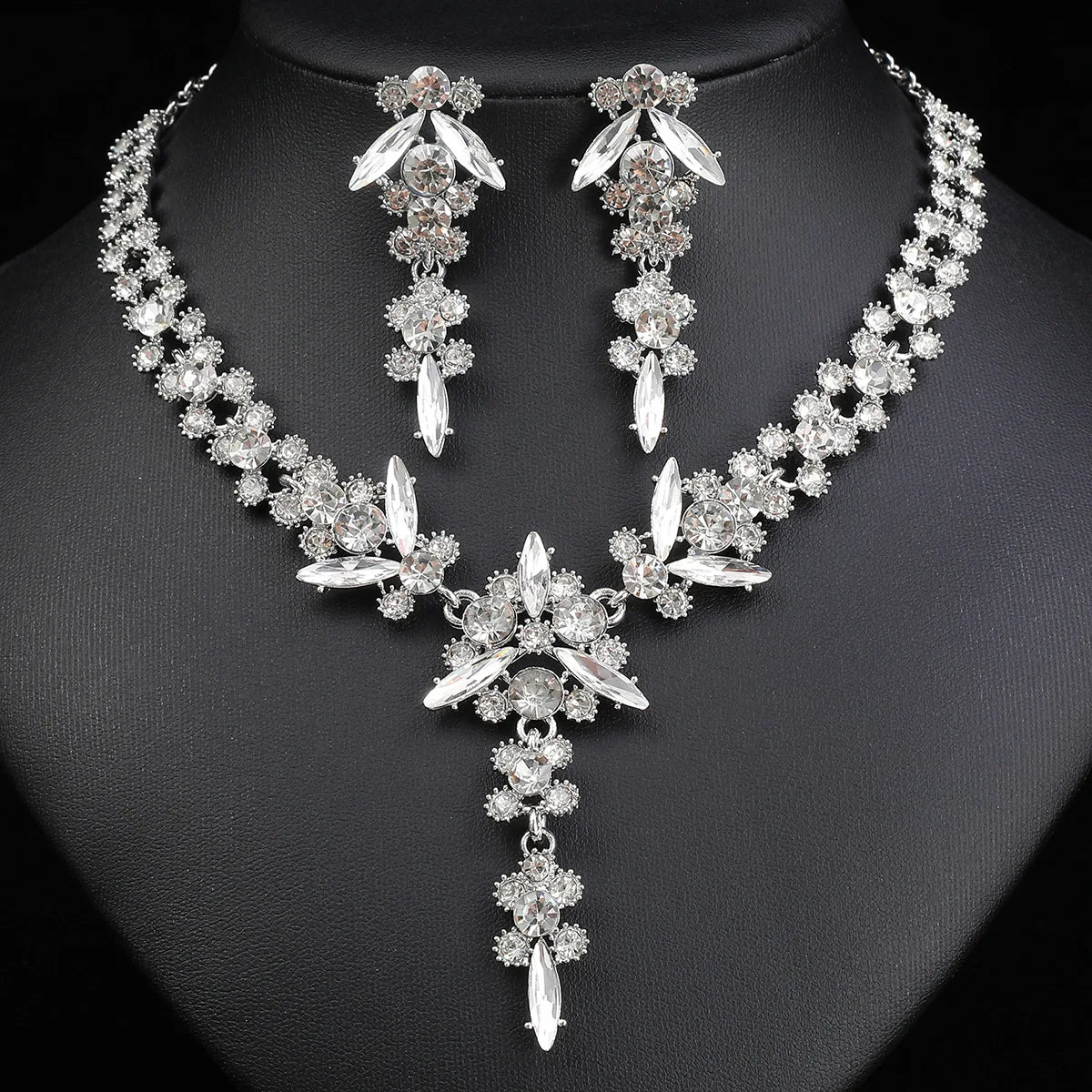 Crystal Bridal Jewelry Set - Necklace & Earrings