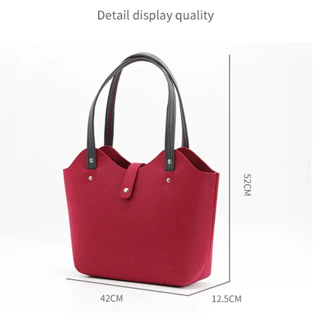 Large Capacity Felt Fabric Travel Shopping Bag Wool Woman