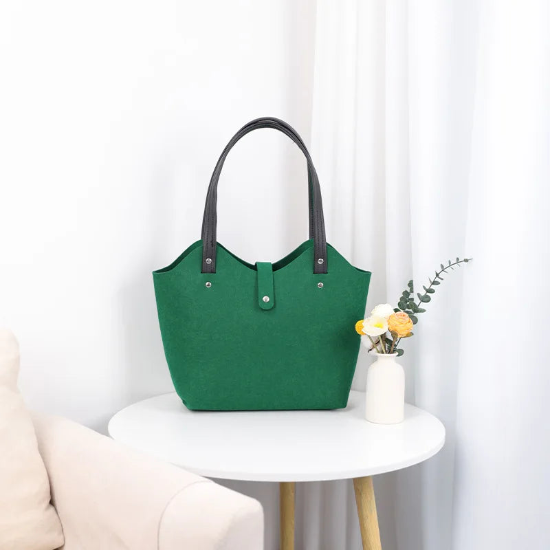 New Large Capacity Felt Fabric Travel Shopping Bag Wool Woman