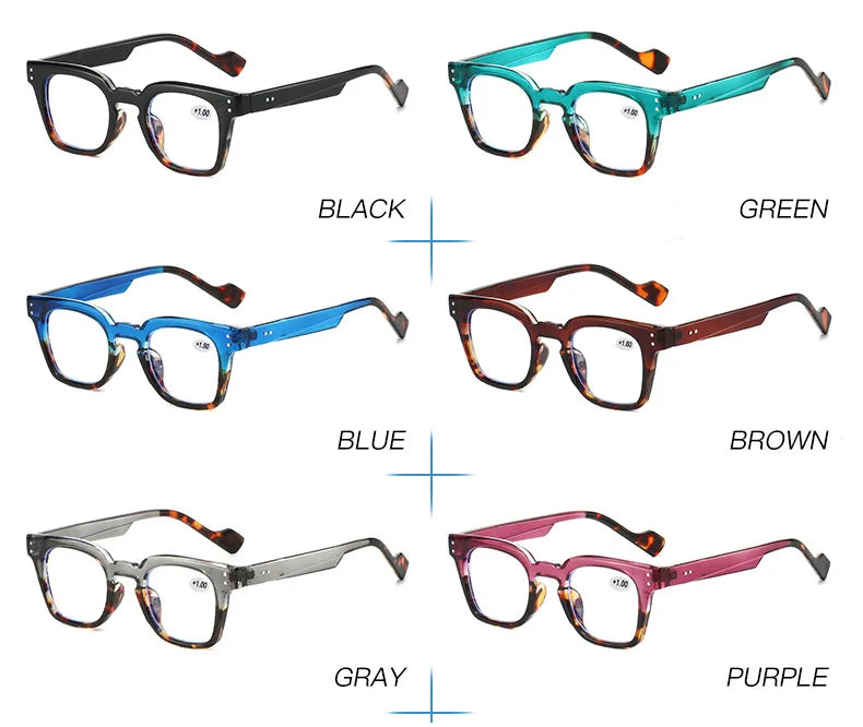 Retro Square Reading Glasses - Anti Blue Light