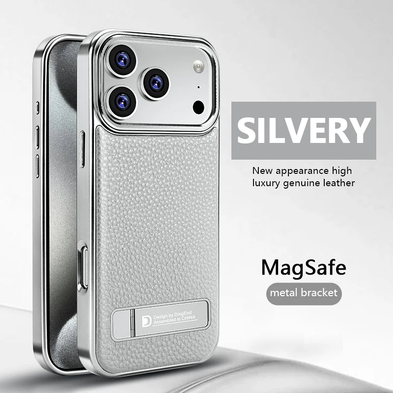 Business Electroplated PU Leather Magnetic Phone Case for iPhone