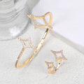 Zircon Star Bangle & Ring Set Silver-Plated Jewelry for Women