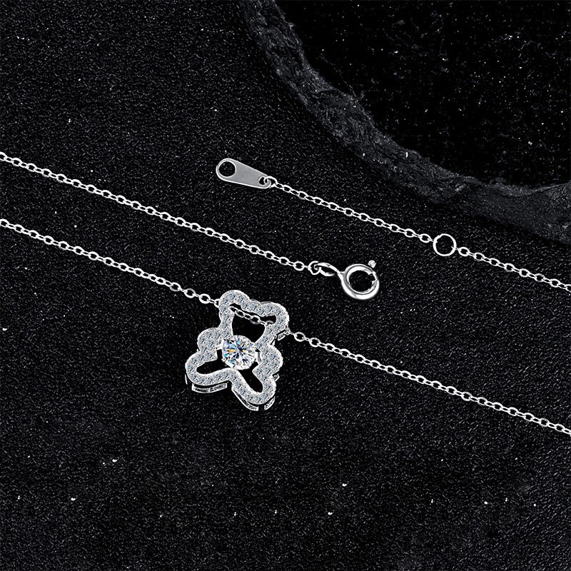 Silver Bear Moissanite Pendant Necklace