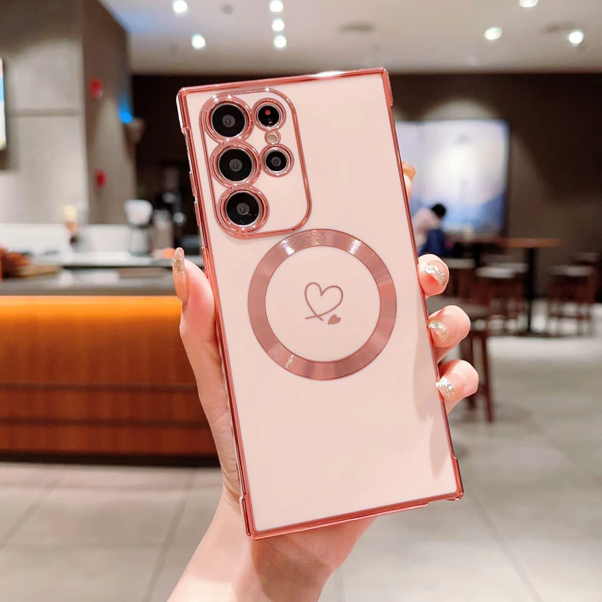 Cute Love Heart Magnetic Charging Case – Soft Silicone Shockproof Cover