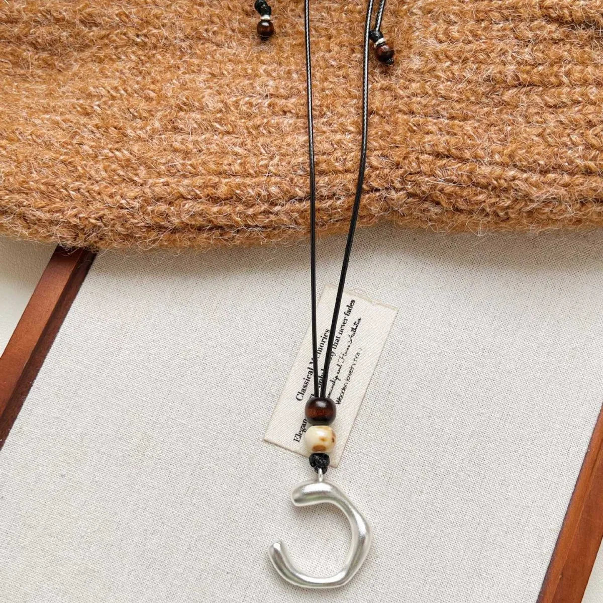 Luxury Brass C-shaped Pendant Necklace
