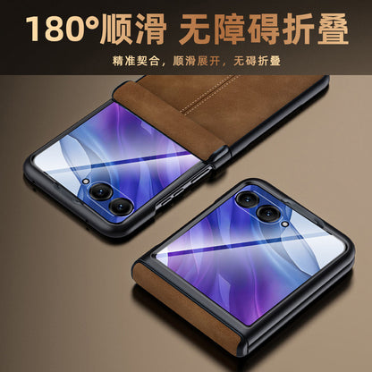 Suture PU Leather Hinge Protection Full Body Case for Samsung Z Flip – Luxury Foldable Cover