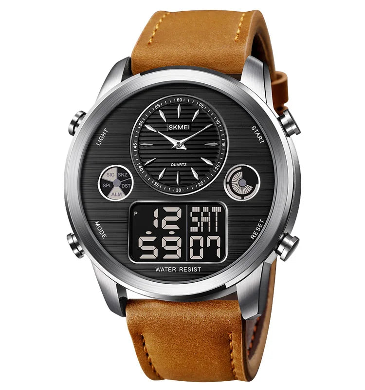 Skmei 1653 Analog Digital Leather Watches