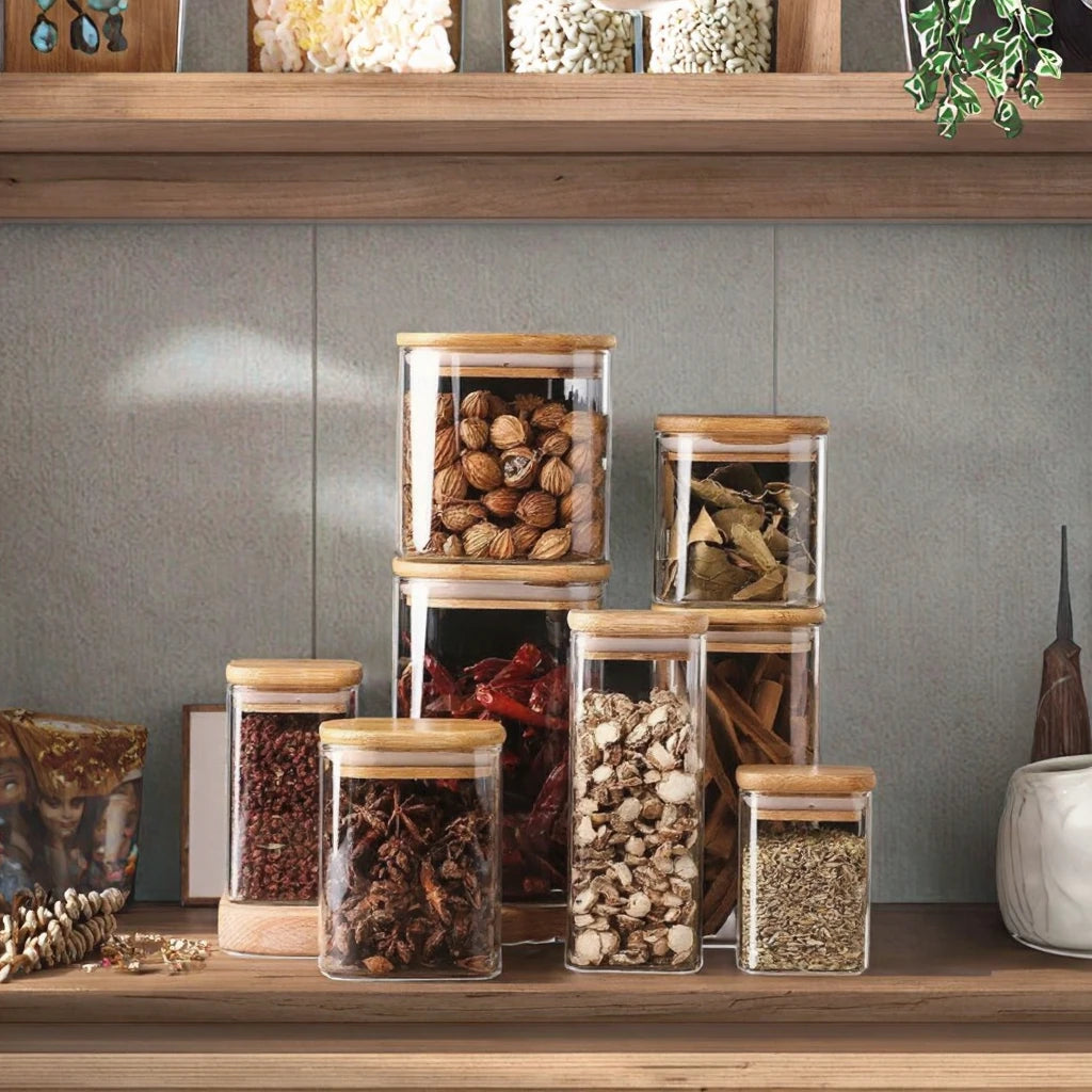 Household clear Glass Food Storage Jars Food Nut Storage Jar