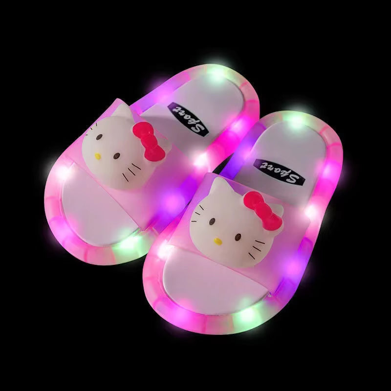 Fashionable and Trendy Children'S Sparkling Crystal Slippers With Colorful Lights