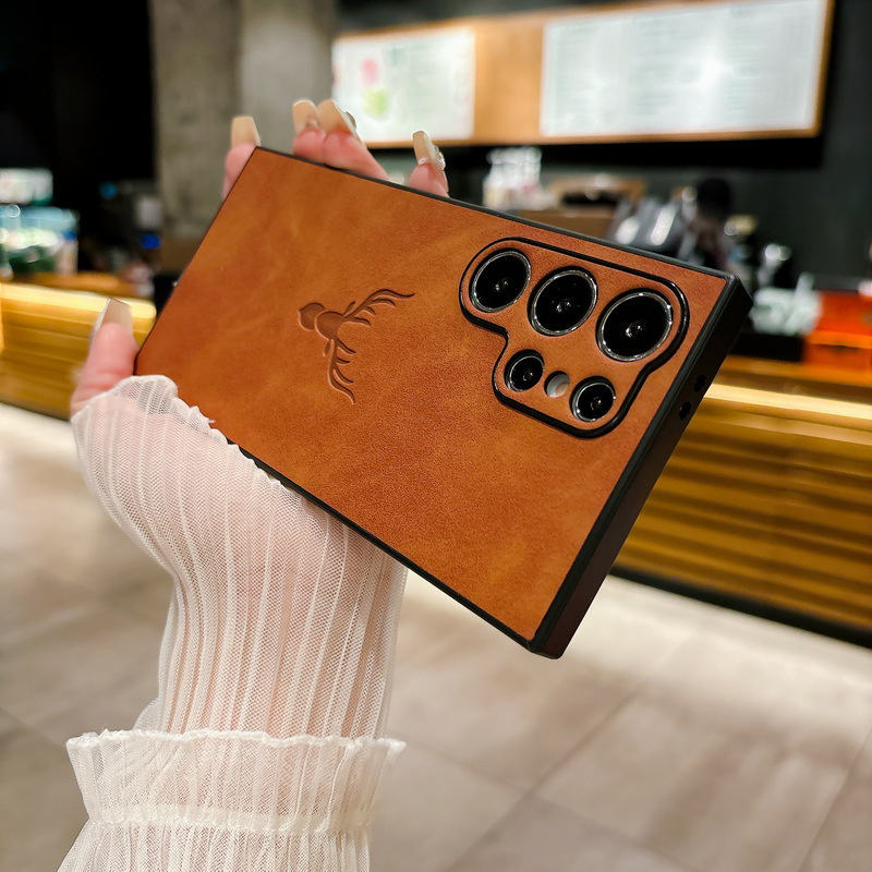 Royal Deer Embossed PU Leather Case – Luxury Protective Cover for Samsung