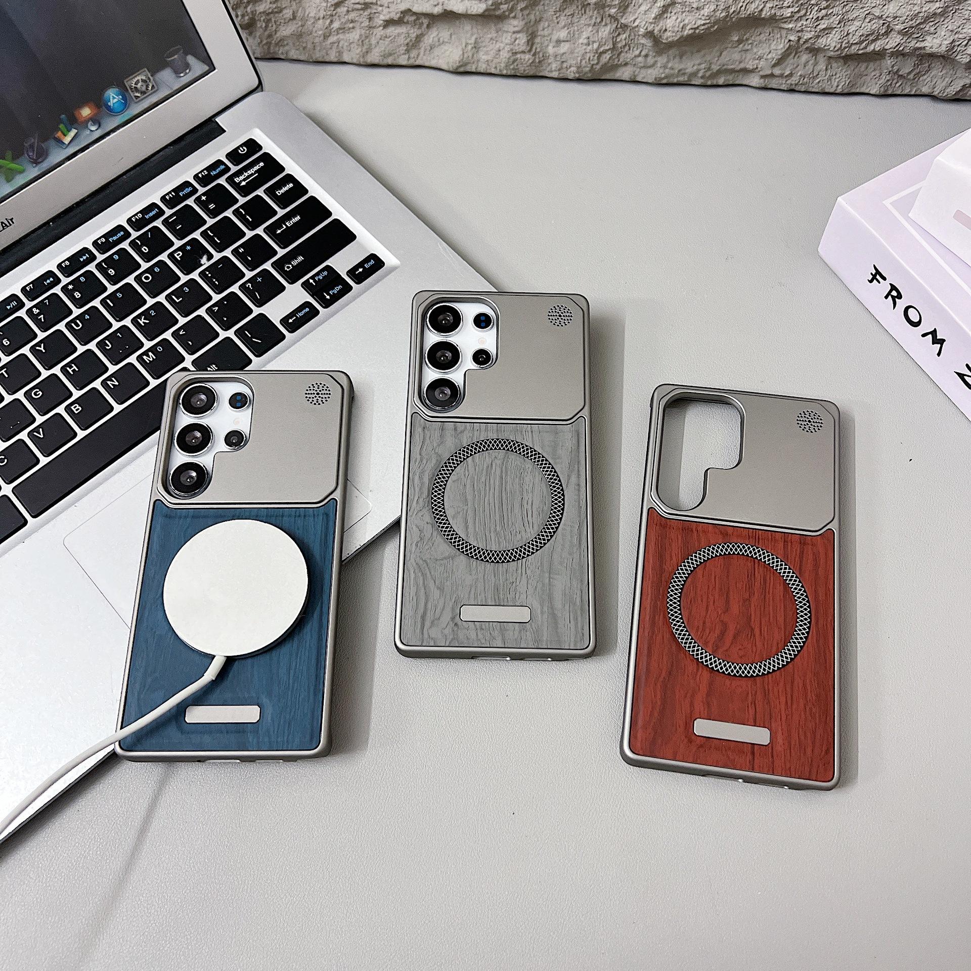 Hot Selling Wood Pattern Magnetic Shockproof Hard Case for Samsung Galaxy