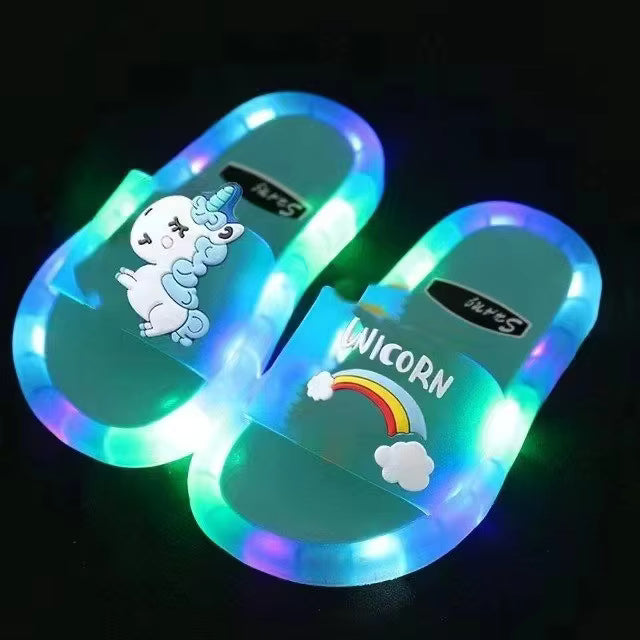 Fashionable and Trendy Children'S Sparkling Crystal Slippers With Colorful Lights