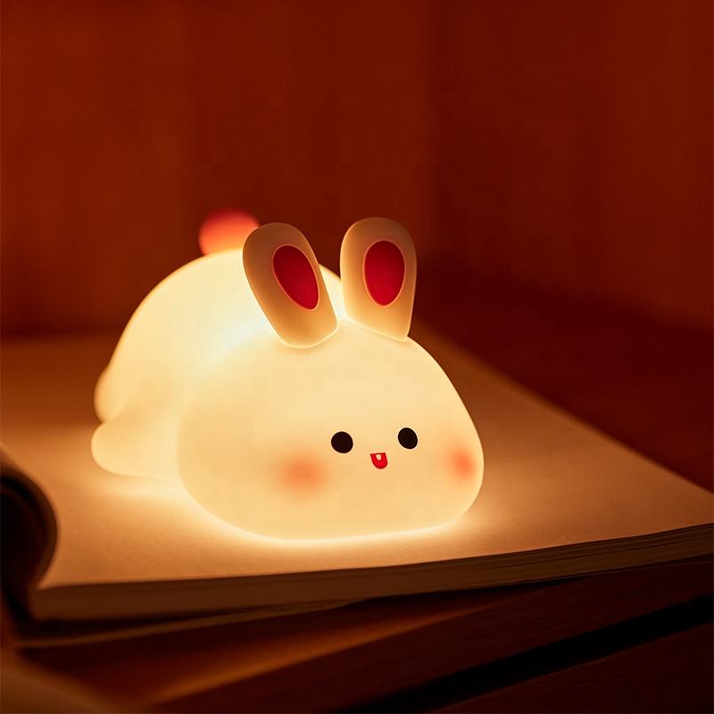 EGOGO Cute Rabbit Silicone Night Light USB Rechargeable Soft Lamp for Kids Bedroom
