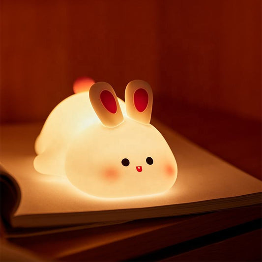 EGOGO Cute Rabbit Silicone Night Light USB Rechargeable Soft Lamp for Kids Bedroom