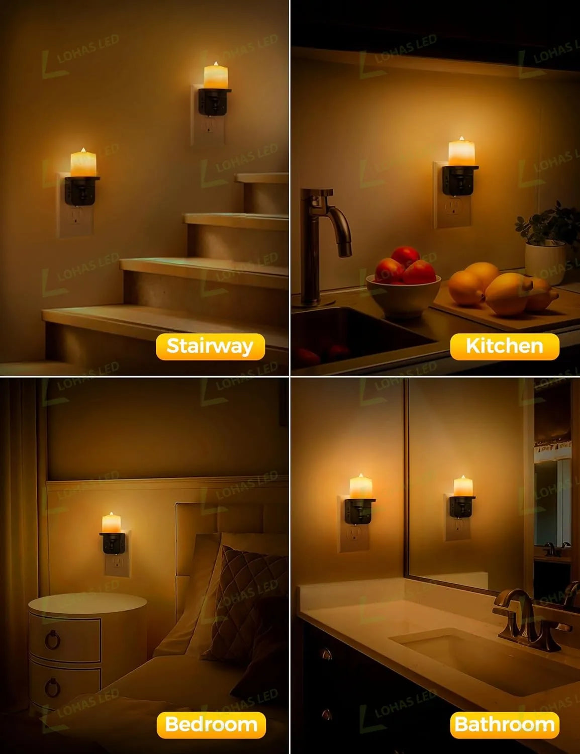 LOHAS Dimmable Amber LED Candle Nightlight