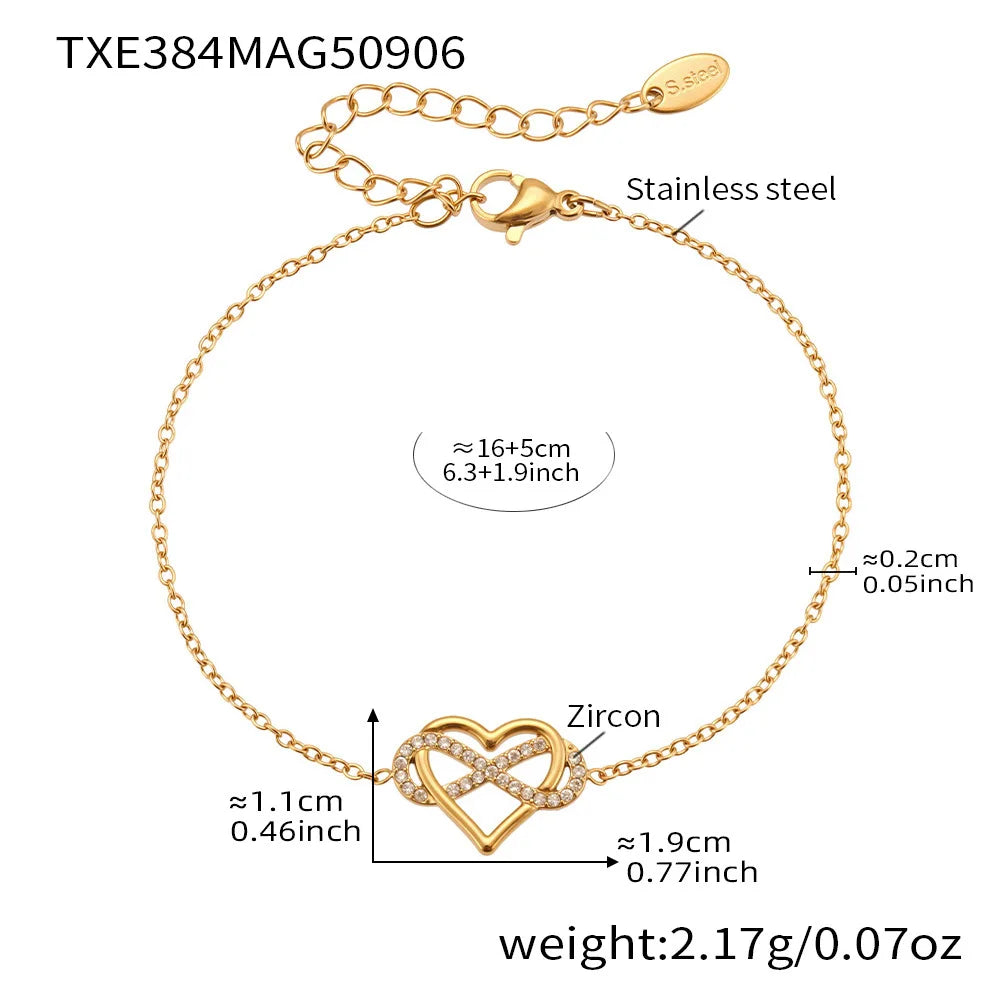 Elegant Gold-Plated Heart Necklace & Bracelet Set