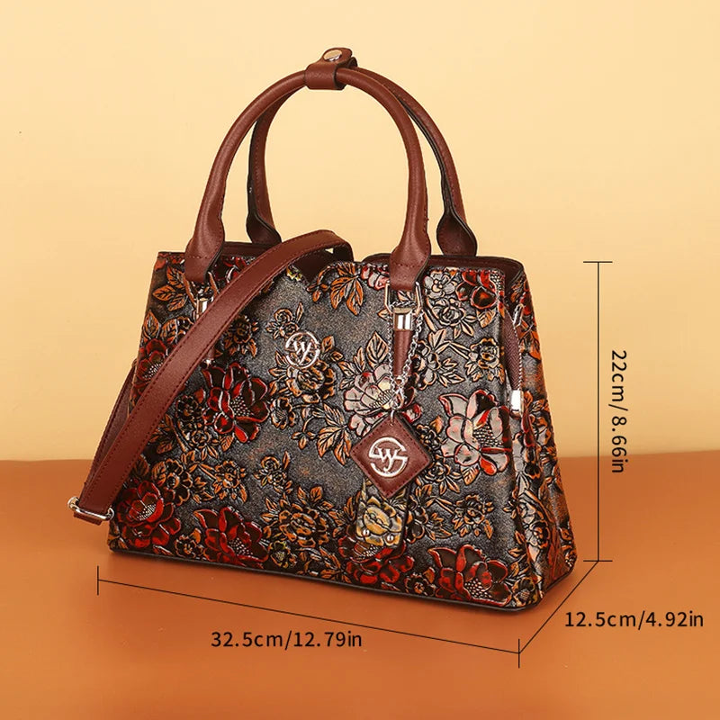 Vintage Flower Tote Bag with Zipper