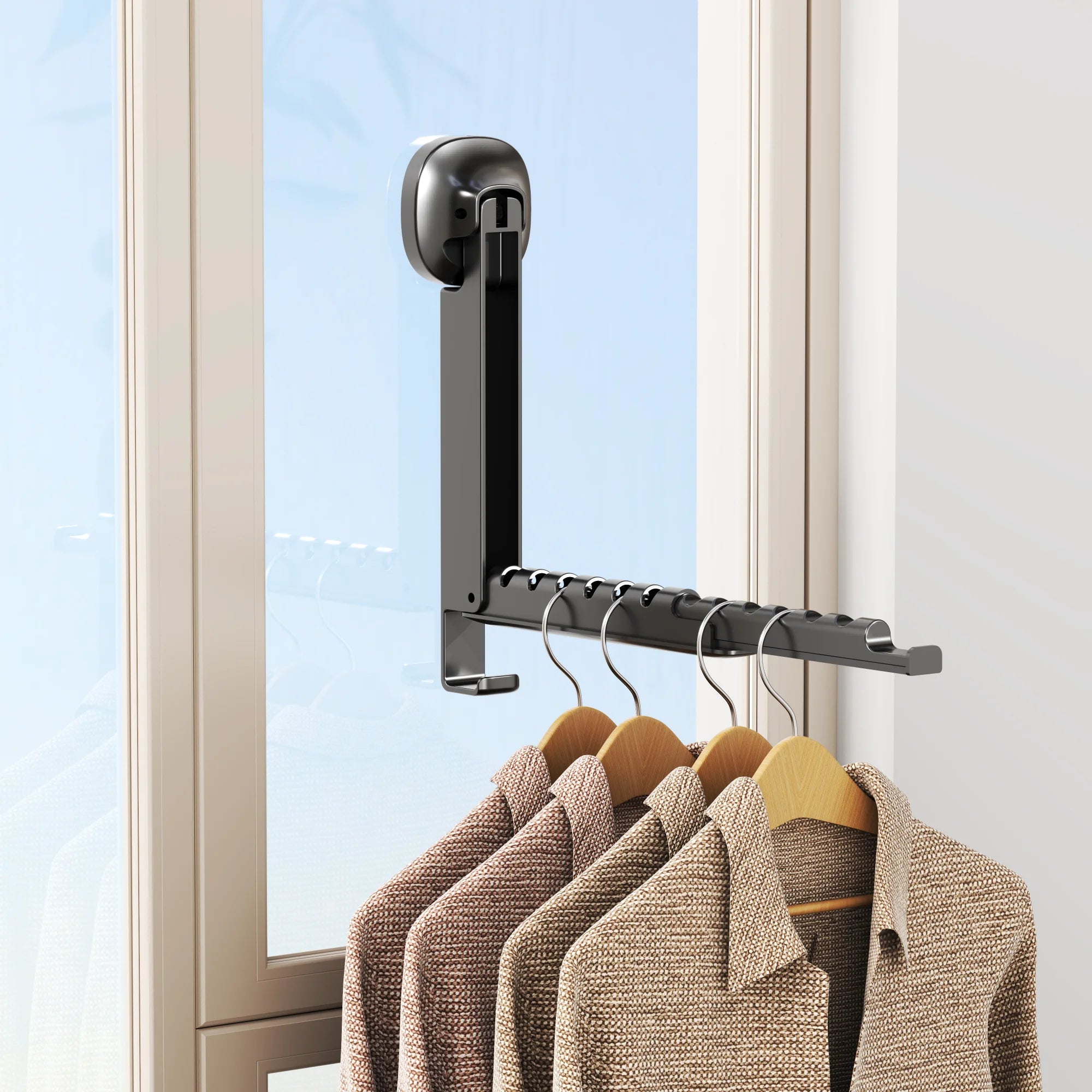 Small Indoor Telescopic Folding Clothes Storage Rack Suction Cup