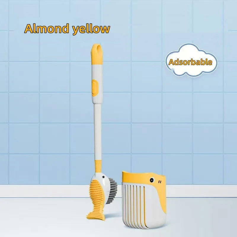 Little Whale Toilet Brush with Silicone Base & Suction Cup
