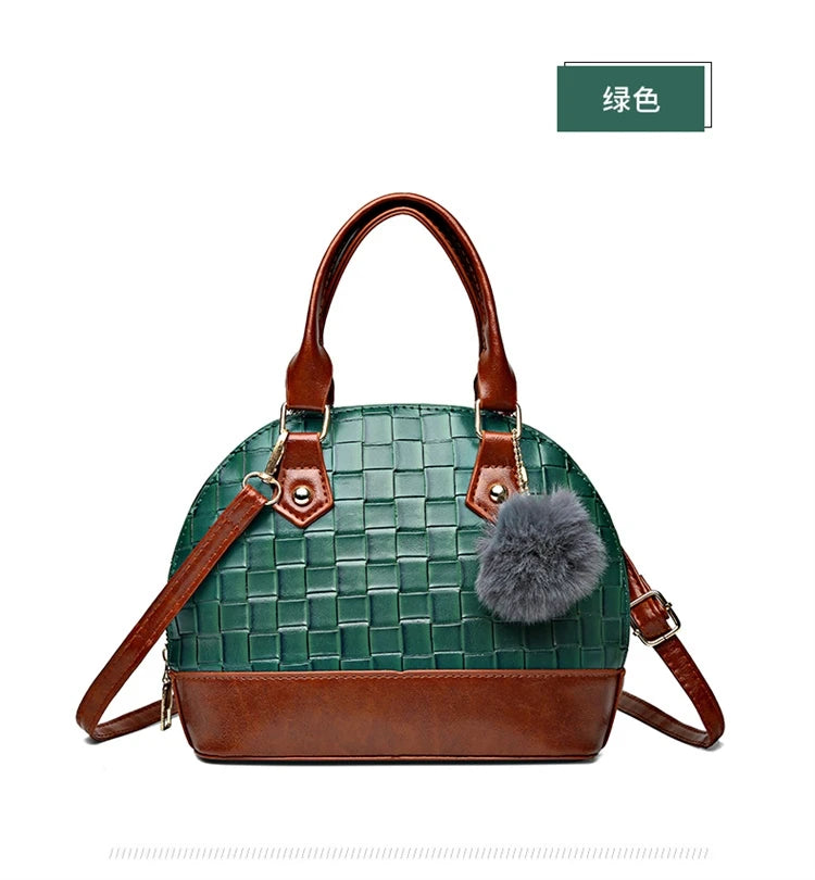 Women's Vintage Woven Pattern Plaid Shoulder Handbag Soft Synthetic