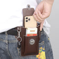Men's Leather Waist Bag with Waterproof Zipper for Phones