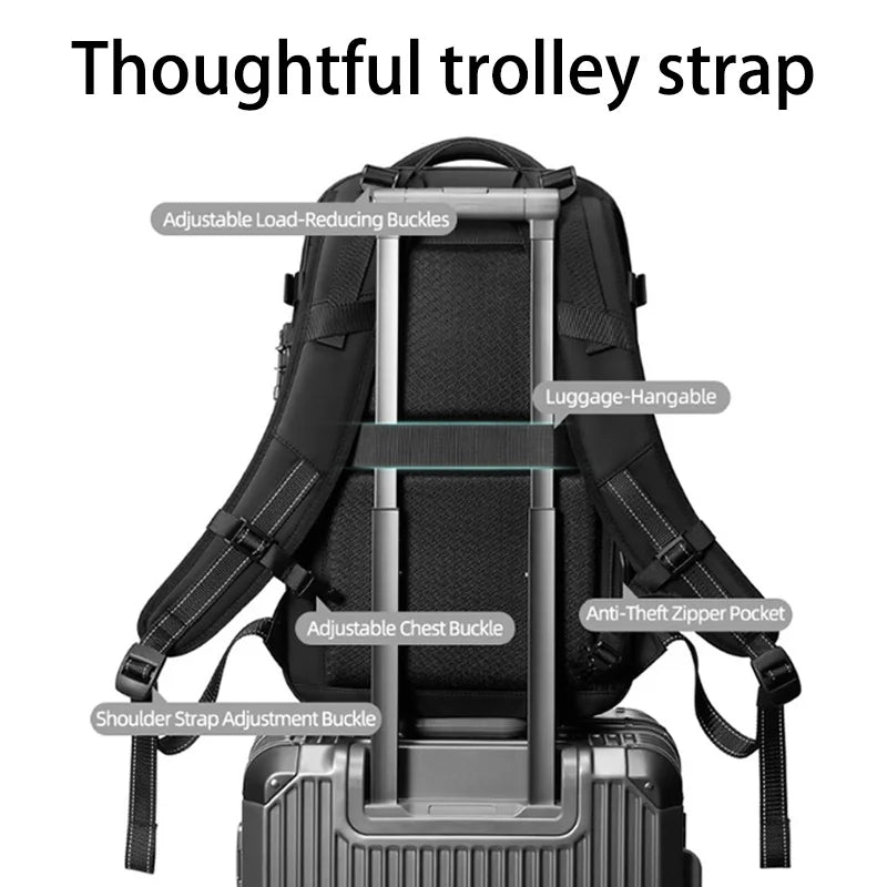 Vacuum Compression Travel Laptop Backpack with Electric Air Pump & USB Charging Port