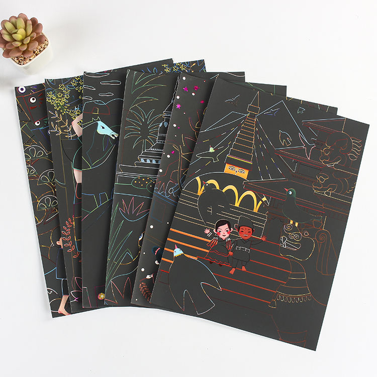 Creative Spiral Rainbow Scratch Art Notebook – DIY Graffiti Magic Paper Book