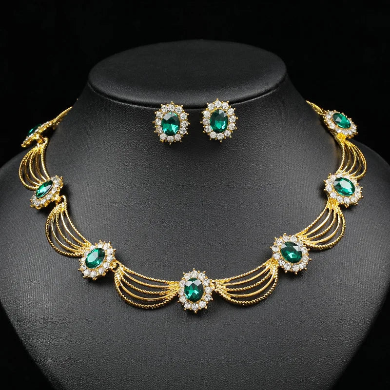Vintage Bridal Jewelry Set: Zircon Necklace & Earrings