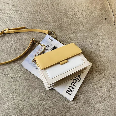 Wide Strap with Chain Handbags Women's square Shoulder Bags