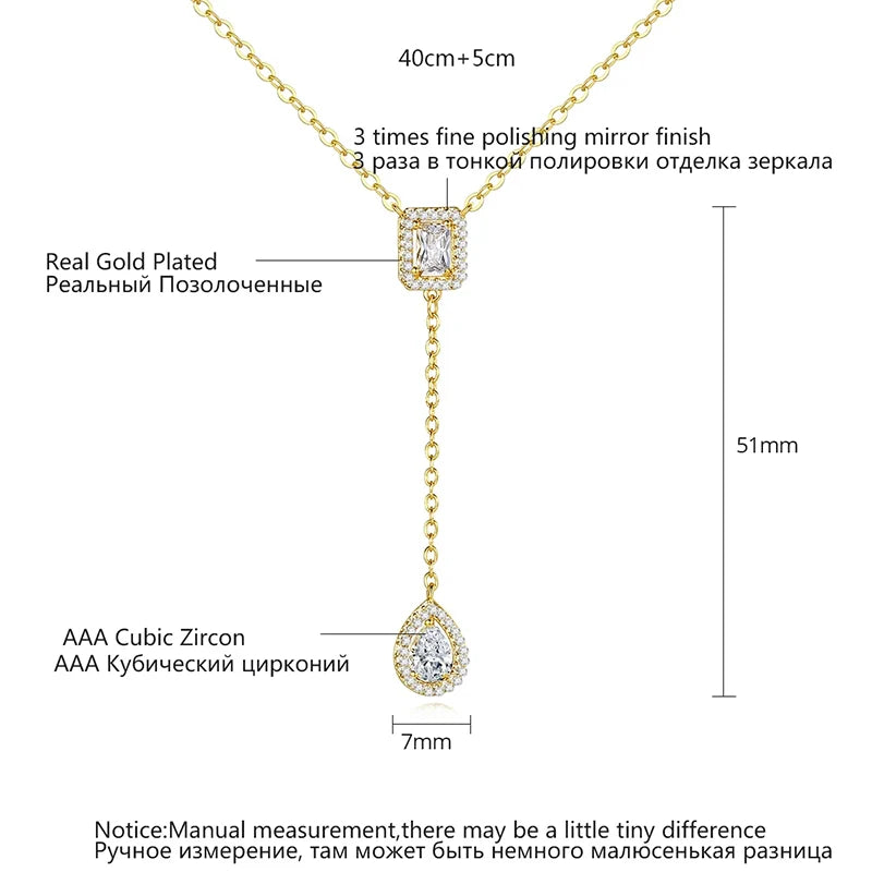 Elegant Droplet Pendant Necklace with Cubic Zirconia