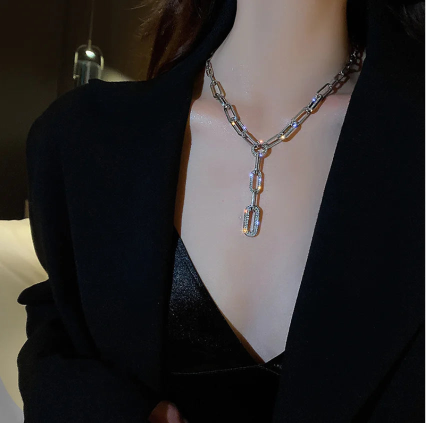Elegant Alloy Chain Tassel Necklace for Women