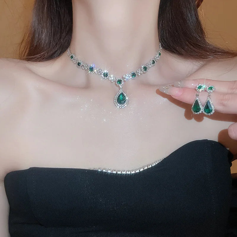 Luxury Diamond Pendant & Earrings Set for Women