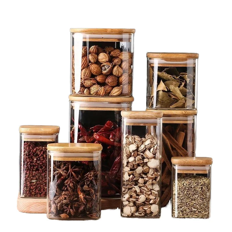 Household clear Glass Food Storage Jars Food Nut Storage Jar