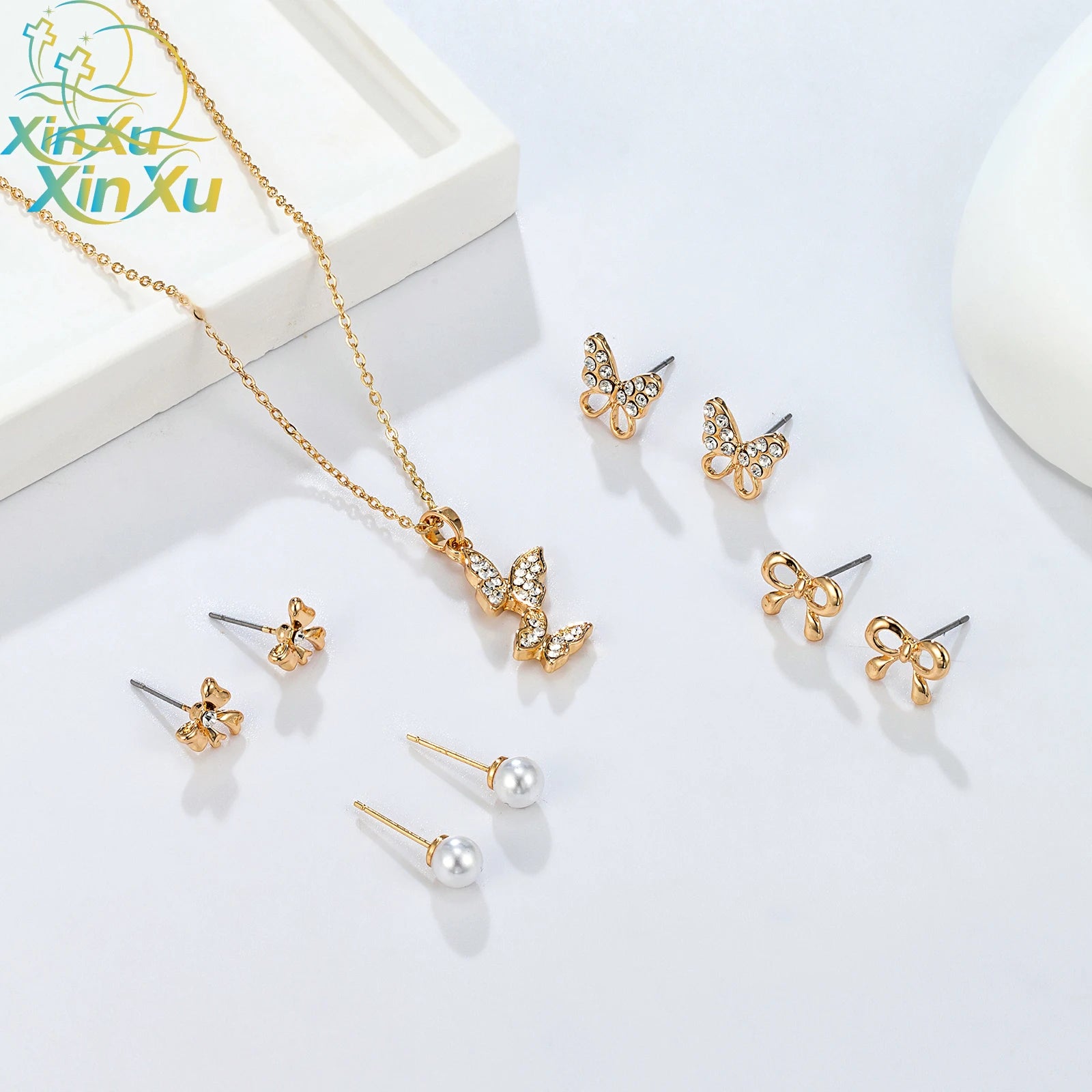 Elegant 14k Gold Butterfly Jewelry Set