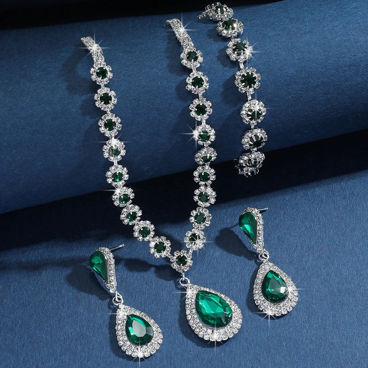 Elegant Crystal Rhinestone Arabic Wedding Jewelry Set