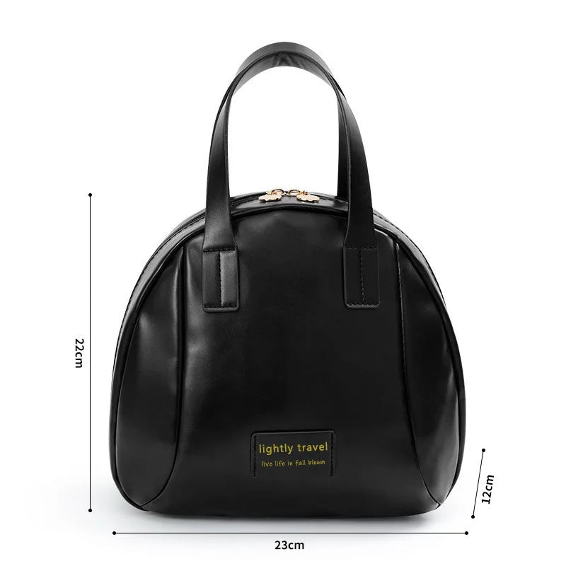 Stylish Fashion Women's PU Double Handle Letter Cosmetic Bag Zipper