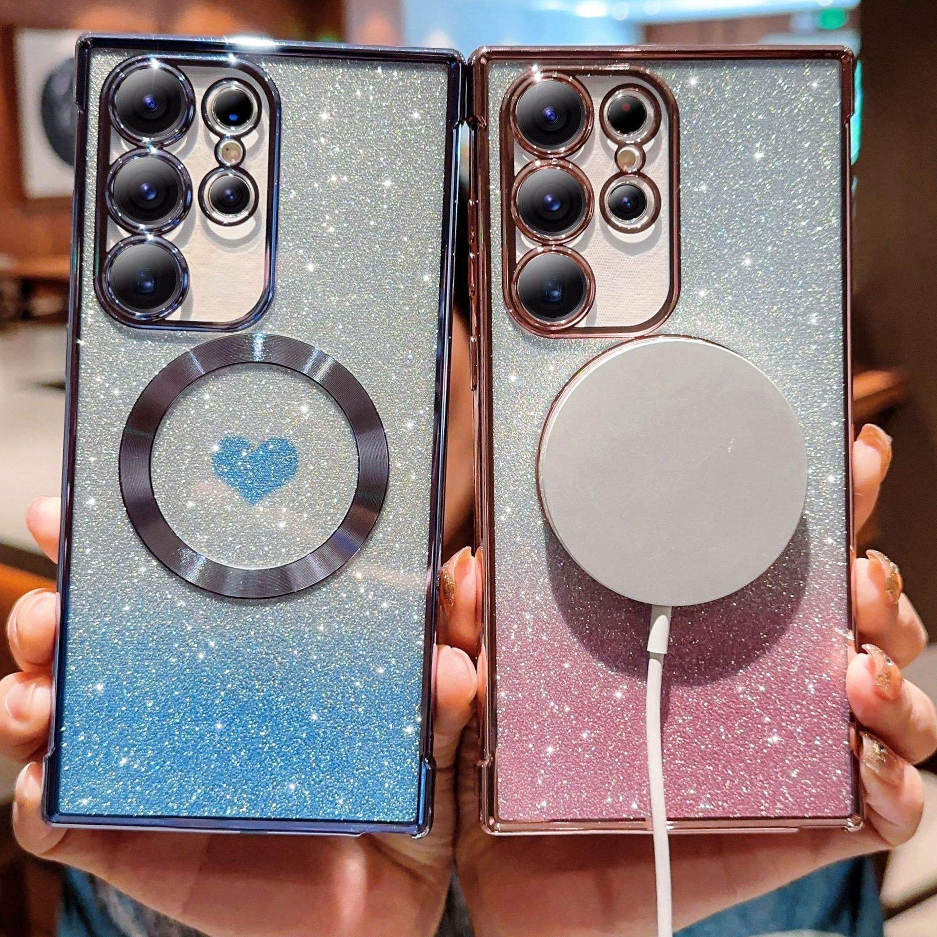 Luxury Gradient Glitter Love Heart Case for Samsung