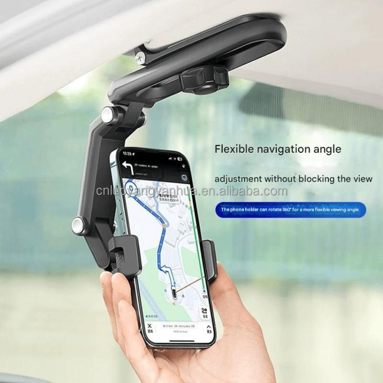 Foldable 360° Rotating Car Phone Holder – Rearview Mirror Mount
