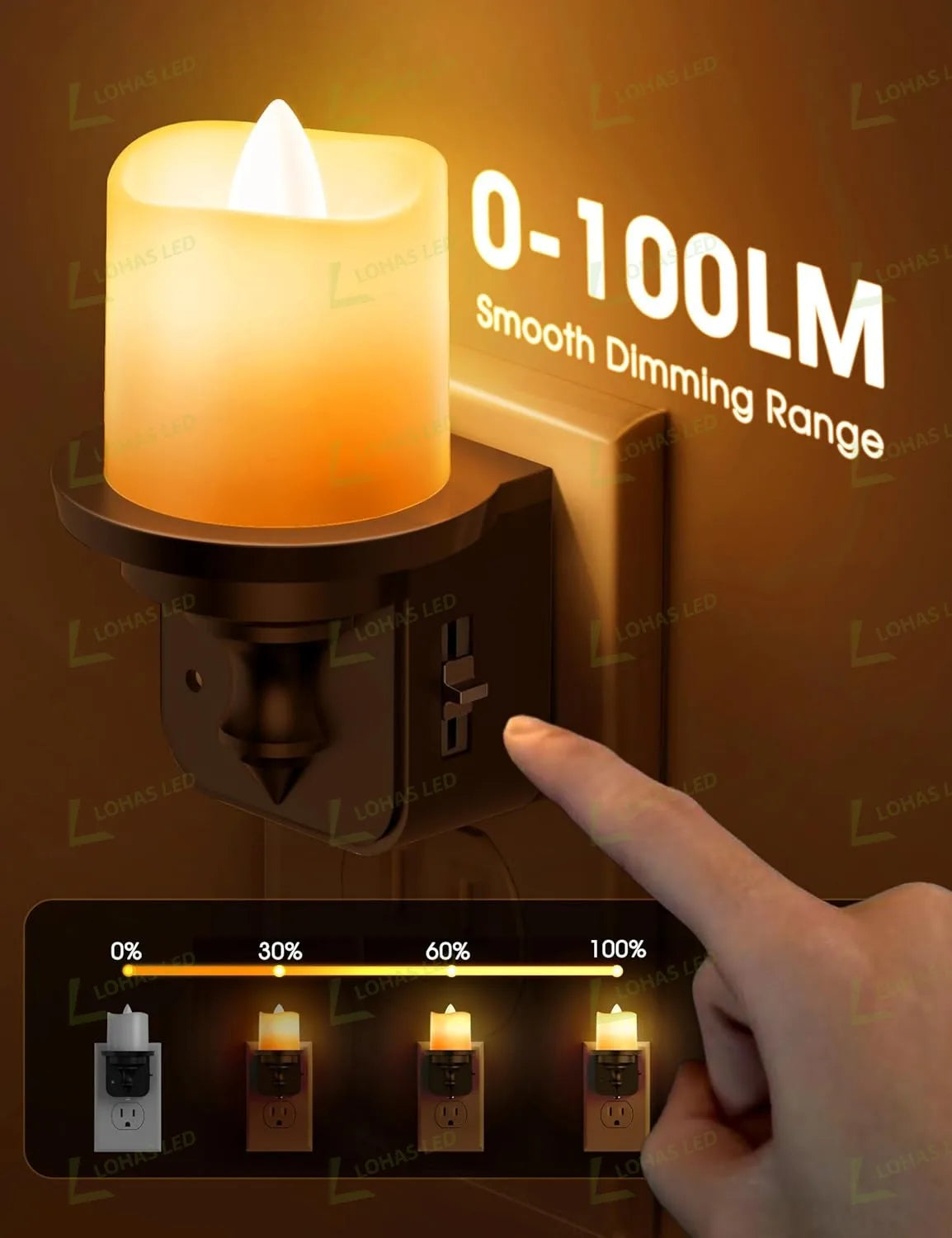 LOHAS Dimmable Amber LED Candle Nightlight