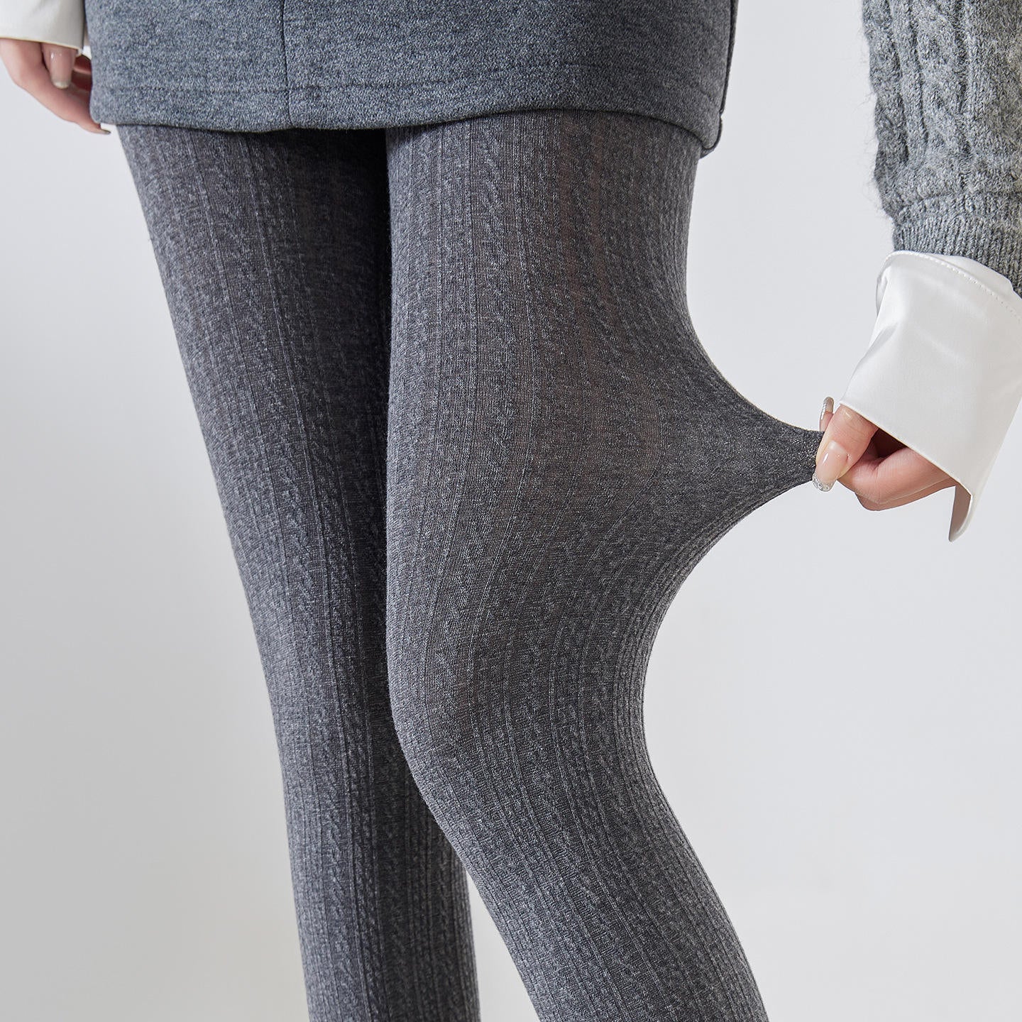 High Waist Velvet Pantyhose Leggings for Women – Striped Slim Jacquard Fashion Tights