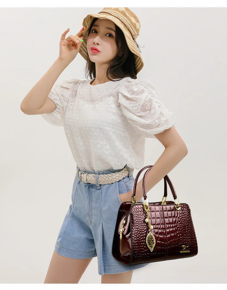 Large Capacity Shoulder Bag Handbag Grain Fashion Bags for Ladies