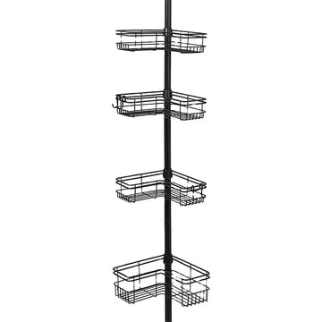 Matte Black 4-Tier Tension Pole Shower Caddy
