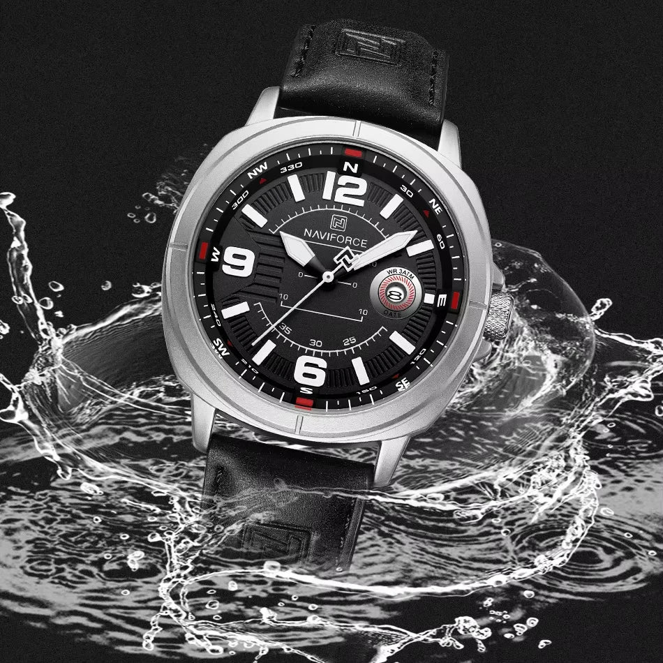 NAVIFORCE Men's Quartz Watch with Leather Band