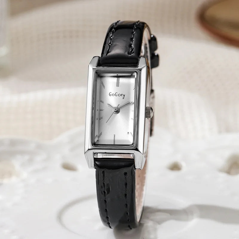 Gold Rectangular Eco-Friendly Women's Watch with Quartz